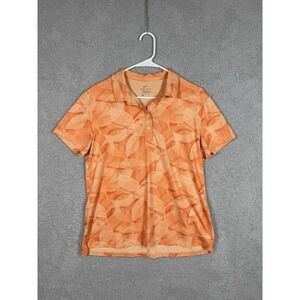 Nike Women's Dri-FIT UV Fairway Floral Print Golf Shirt‎ Polo Orange Size L